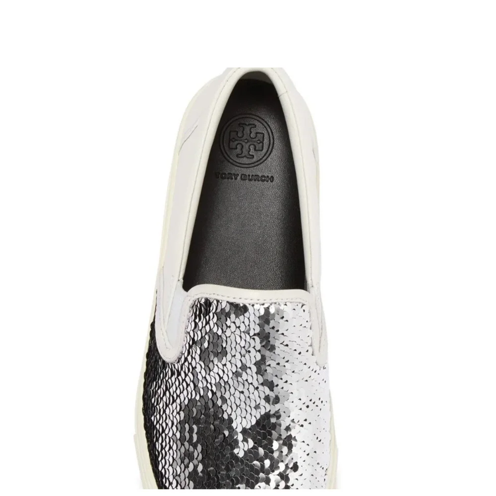 Tory Burch Carter Slip-On Shoes Womens 6.5 Sequin Leather‎ Casual Sneakers NIB
